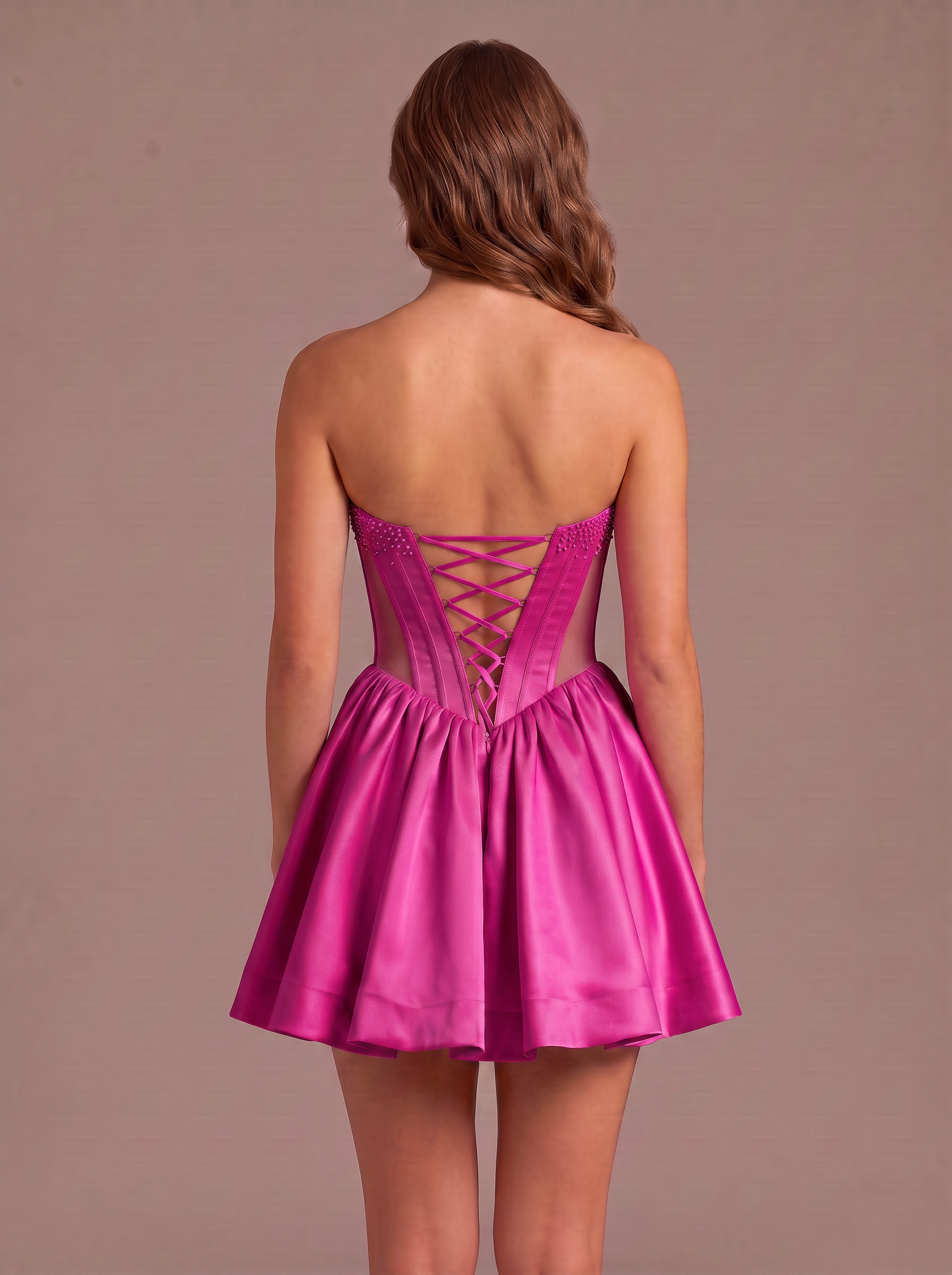 Strapless Sweetheart Beaded Short Homecoming Dresses with Corset Back A-Line Mini Skirt