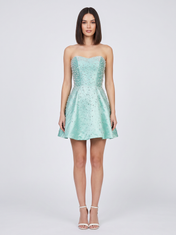 Strapless Sweetheart Pearl Beaded A-Line Mini Homecoming Dresses with Lace-Up Back