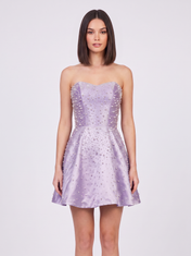 Strapless Sweetheart Pearl Beaded A-Line Mini Homecoming Dresses with Lace-Up Back