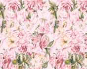 Pink Floral Chiffon Crew Neck Ruffled High-Low High-Slit Sheath Floor-Length Gown Dress