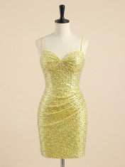 Yellow Pearl Beaded Lace-Up Short Homecoming Dress