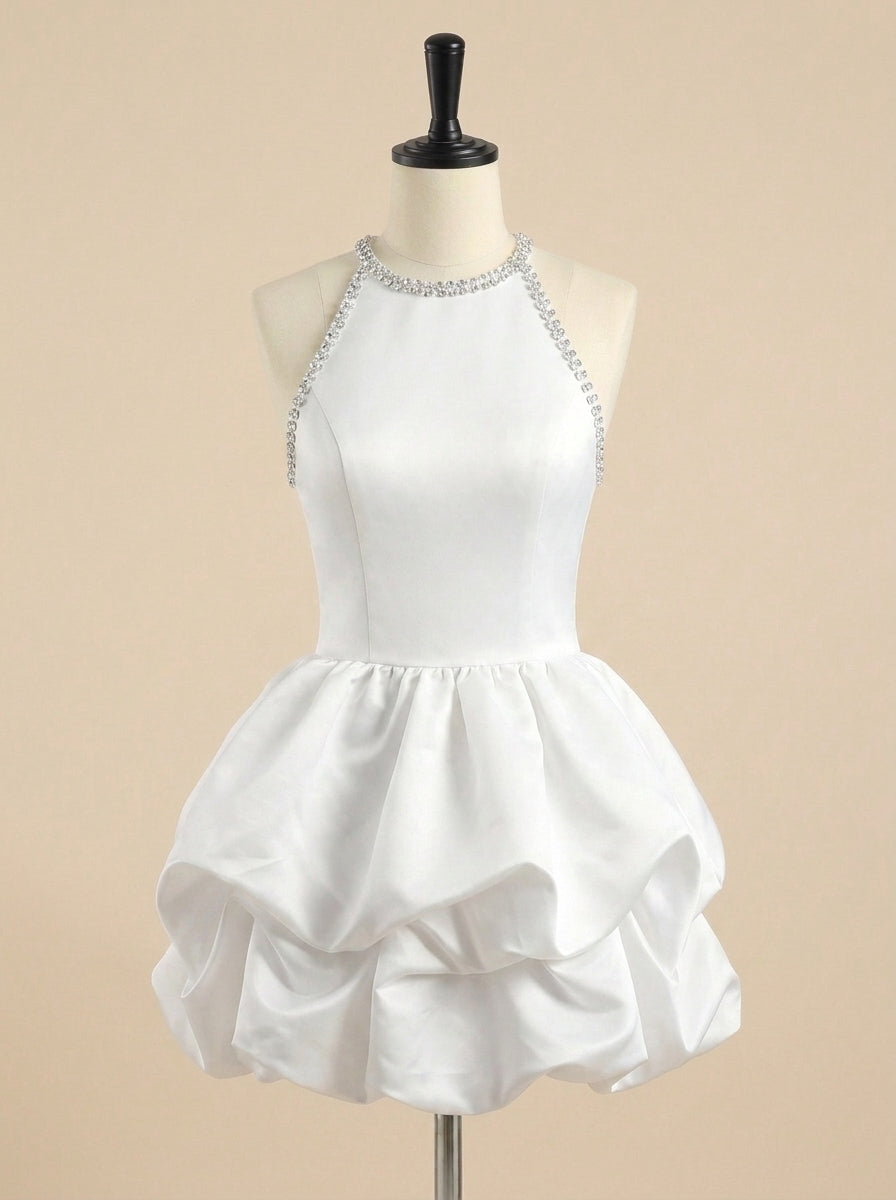 Beaded Sleeveless Ruffle Short Homecoming Dress