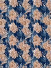 Navy Blue Floral Chiffon V-Neck Ruffled Cap Sleeve High Slit A-Line Floor-Length Gown Dress