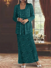 Robes de mère de la mariée en mousseline avec paillettes et veste 
