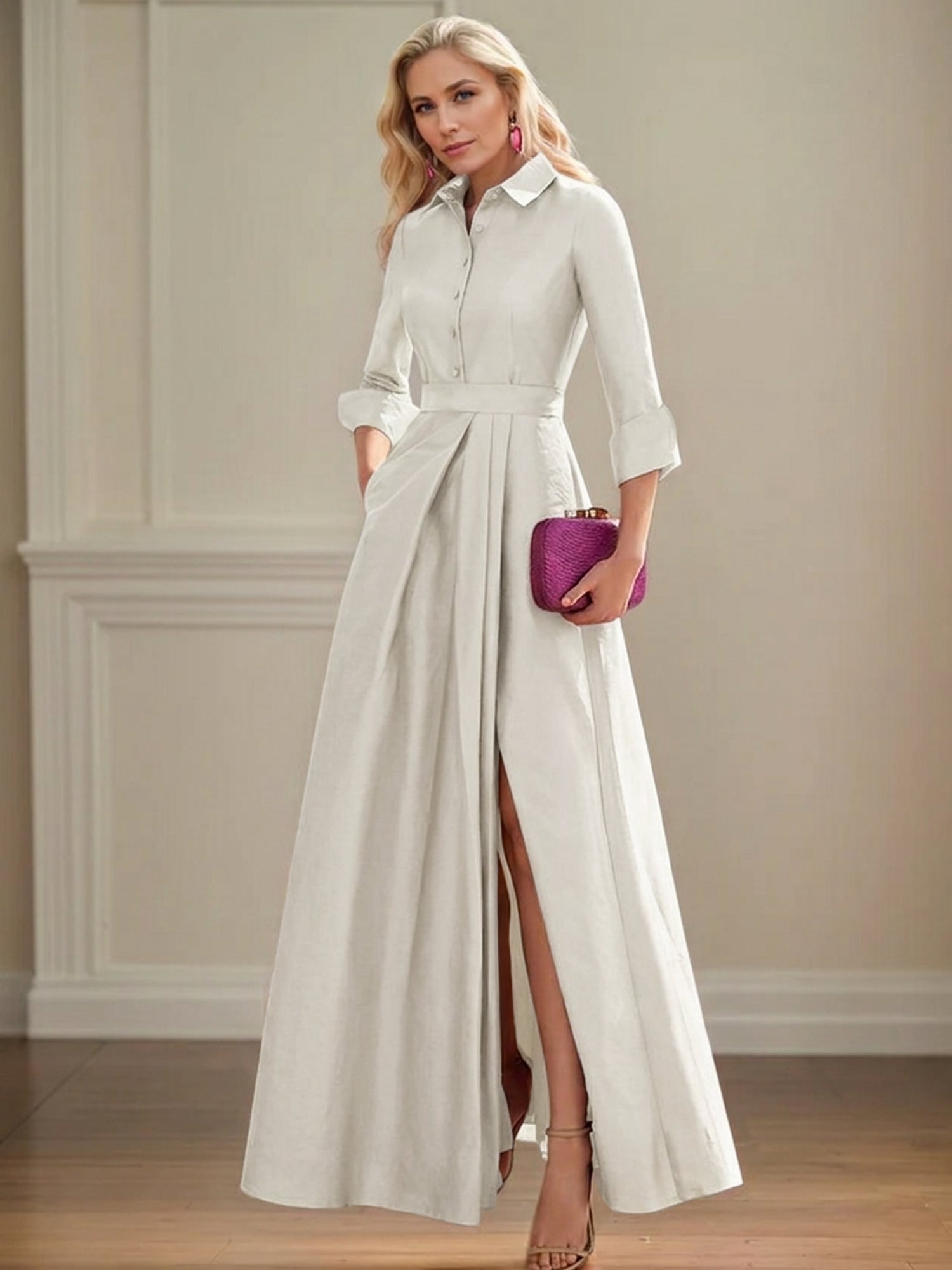4 Sleeves Floor Length Mother of the Bride Dresses