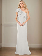 A-line One Shoulder Floor-Length Chiffon Mother of the Bride Dress With Ruffles
