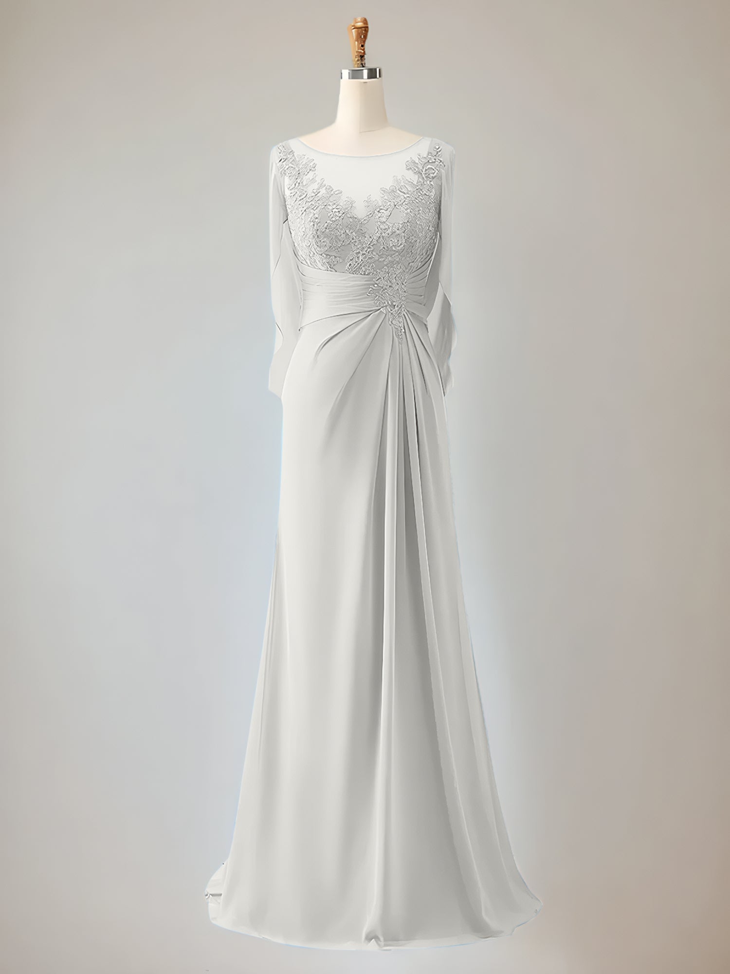 2 Sleeve Chiffon Mother of the Bride Dress With Beadings