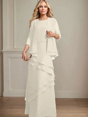 Sheath Scoop Floor-Length Chiffon Mother of the Bride Dress