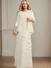 Robe fourreau en mousseline de soie pour mère de la mariée, longueur au sol 