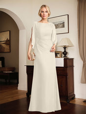 Sheath/Column Scoop Floor-Length Chiffon Mother of the Bride Dress With Pleated Beading