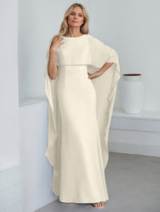 Sheath Scoop Floor-Length Chiffon Mother of the Bride Dress With Cascading Ruffles