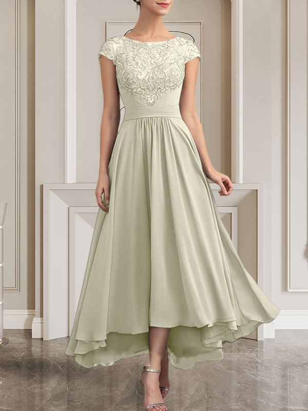 A-line Scoop Floor-Length Lace Chiffon Mother of the Bride Dress With Sequins
