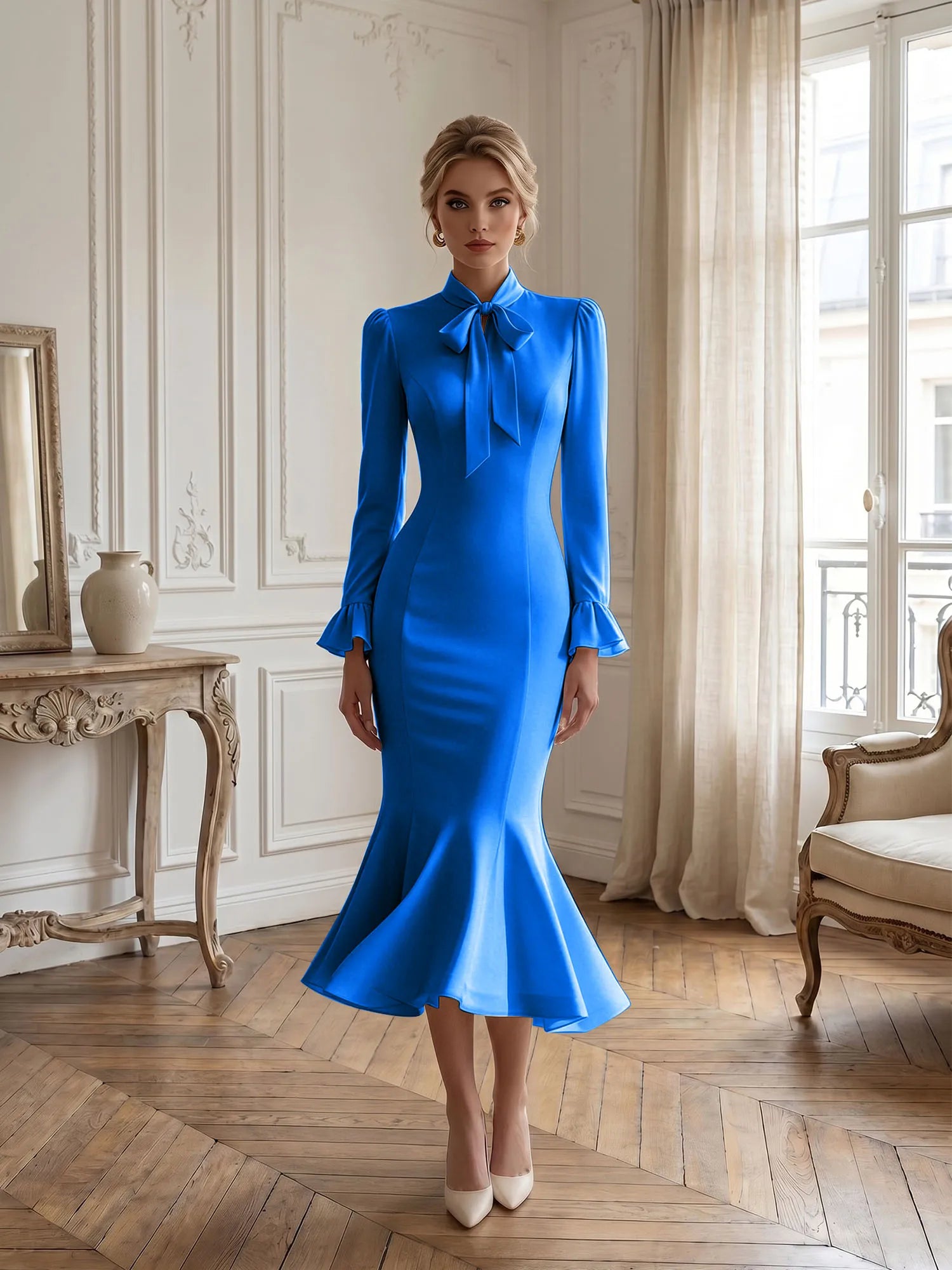 IvoryMikadoSatinTrumpetGownRuffleSleevesFormalEveningDress_6.webp