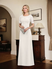 A-line Scoop Floor-Length Lace Chiffon Mother of the Bride Dress With Sequins