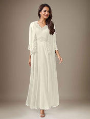 Plum A-Line Sequins Chiffon Dress