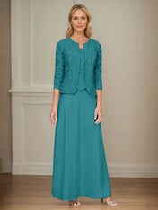 Glitter Lace & Satin Skirt Jacket Dress with Open Jacket