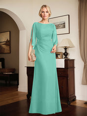 Sheath/Column Scoop Floor-Length Chiffon Mother of the Bride Dress With Pleated Beading