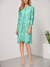 A-line Scoop Knee-Length Chiffon Lace Mother of the Bride Dress With Jacket