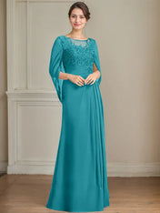 A-Line/Princess Scoop Floor-Length Mother of the Bride Dresses with Pleated & Sequins