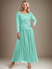 A-line Square Ankle-Length Chiffon Mother of the Bride Dress With Pleated