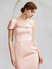 Pearl Pink Trumpet/Mermaid Satin Spaghetti Straps Sleeveless Floor Length Bridesmaid Dresses
