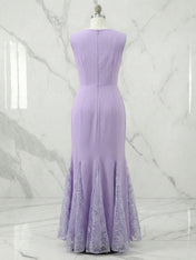 Lace Boat Neck Sleeveless Mermaid Maxi Dress Gown