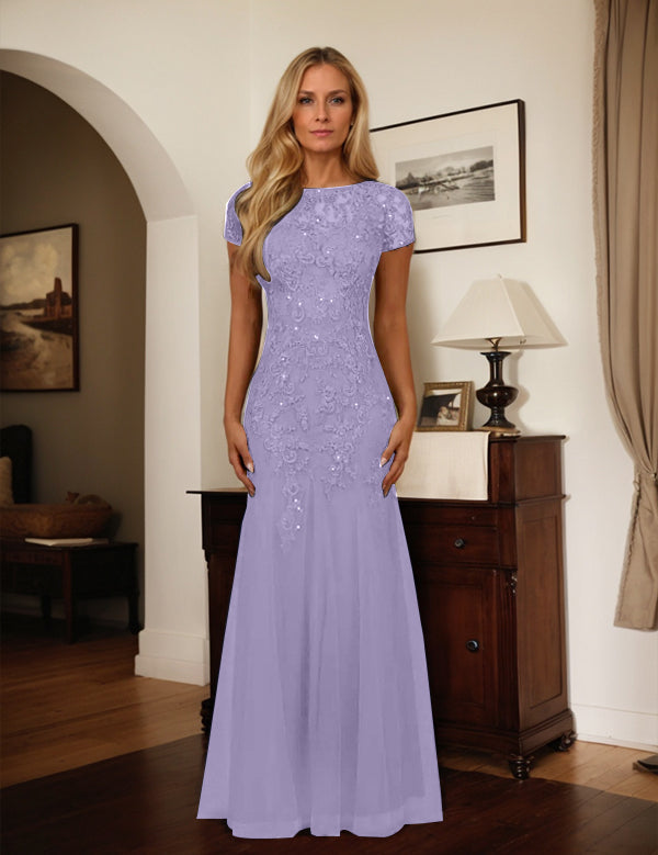 Dark Navy Mermaid Scoop Sequins Tulle Dress