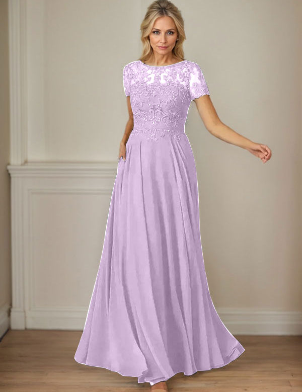 Dark Navy A-Line Boatneck Sequins Chiffon Dress