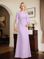 Sheath/Column Scoop Floor-Length Chiffon Mother of the Bride Dress With Pleated Beading