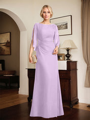 Sheath/Column Scoop Floor-Length Chiffon Mother of the Bride Dress With Pleated Beading