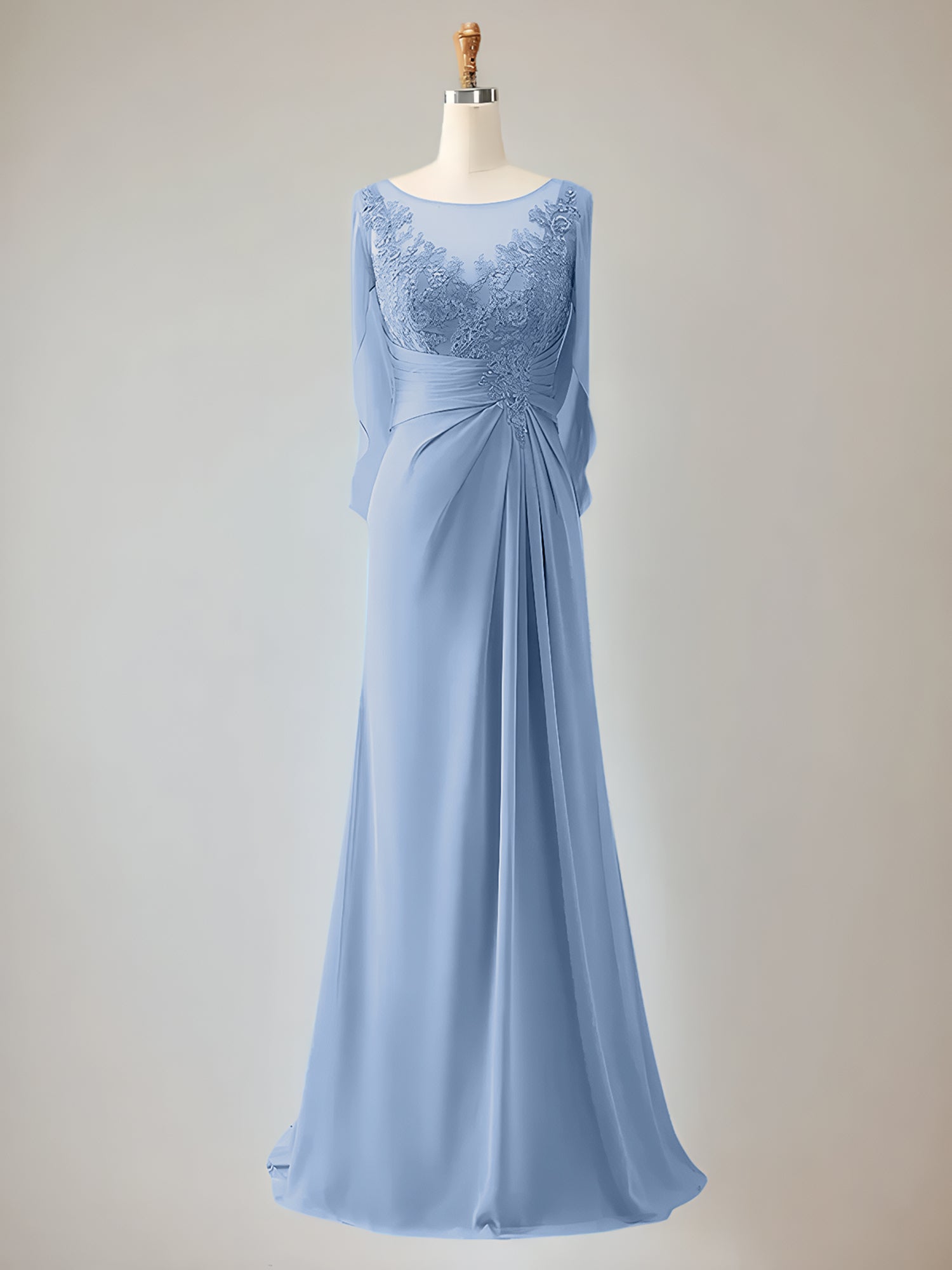 2 Sleeve Chiffon Mother of the Bride Dress With Beadings