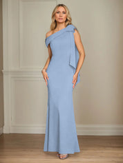 Trumpet/Mermaid One Shoulder Sleeveless Stretch Crepe Mother of the Bride Dress With Bow