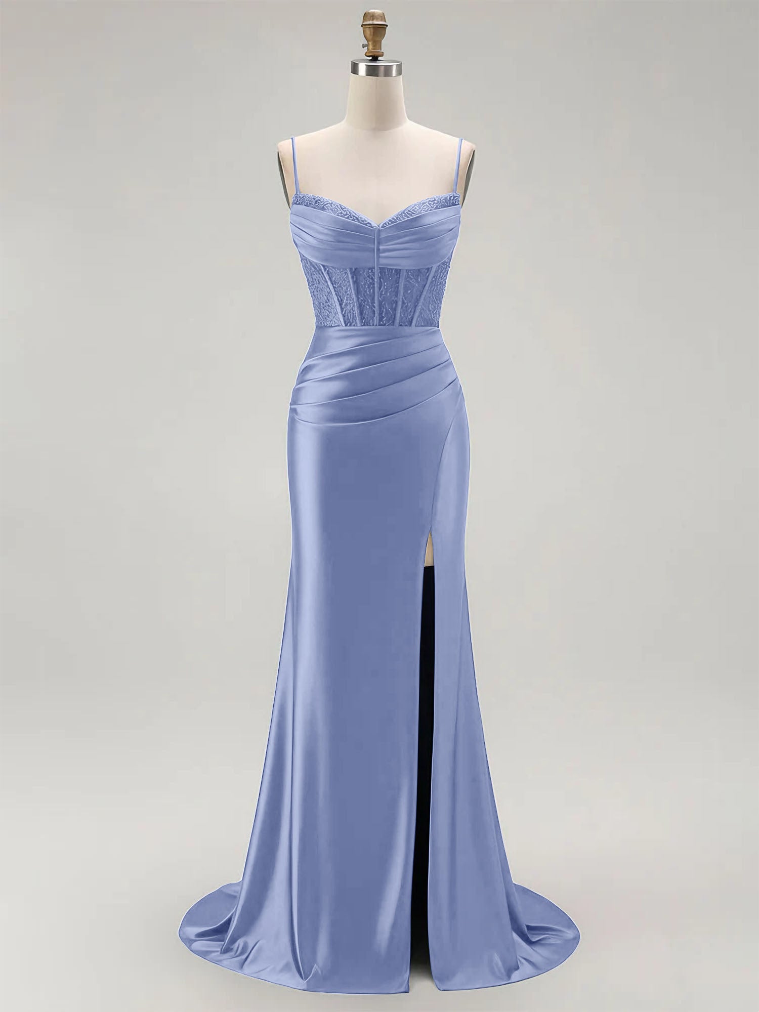 Sparkly Satin Mermaid Long Corset Prom Dress with Beading