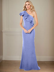 A-line One Shoulder Floor-Length Chiffon Mother of the Bride Dress With Ruffles