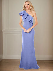 A-line One Shoulder Floor-Length Chiffon Mother of the Bride Dress With Ruffles