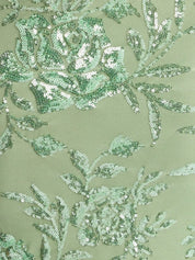 Lavender Square Neckline Floral Sequin Column Prom Dress with Wide Straps