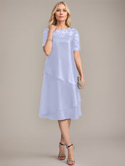 A-Line Scoop Knee-Length Mother of the Bride Dress With Applique & Sequins