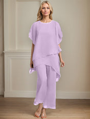 Separates Jumpsuit/Pantsuit Scoop Ankle-Length Chiffon Mother of the Bride Dress