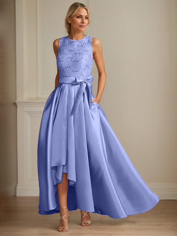 Princess Jewel Neck Sleeveless Mother Of The Bride Dresses With Pleats Lace