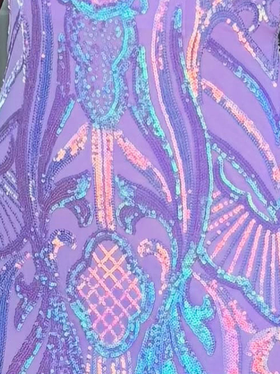 Lavender One-Shoulder Iridescent Sequin Mermaid Prom Dress
