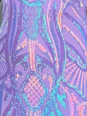 Lavender One-Shoulder Iridescent Sequin Mermaid Prom Dress