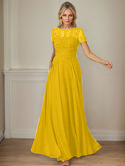 Dark Navy A-Line Boatneck Sequins Chiffon Dress