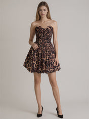 Leopard Print Strapless Sweetheart Corset Short Homecoming Dress
