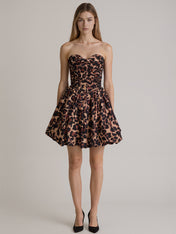 Leopard Print Strapless Sweetheart Corset Short Homecoming Dress