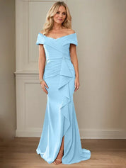 Sheath/Column V-Neck Illusion Floor-Length Lace Chiffon Mother of the Bride Dress With Pleated Sequins