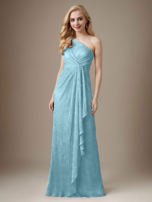 Robe fourreau Ruby asymétrique en maille métallisée pour mère de la mariée