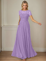 Dark Navy A-Line Boatneck Sequins Chiffon Dress