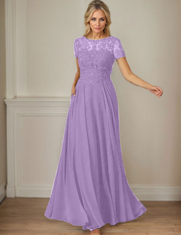 Dark Navy A-Line Boatneck Sequins Chiffon Dress
