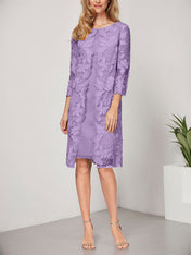 A-line Scoop Knee-Length Chiffon Lace Mother of the Bride Dress With Jacket