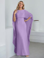 Sheath Scoop Floor-Length Chiffon Mother of the Bride Dress With Cascading Ruffles